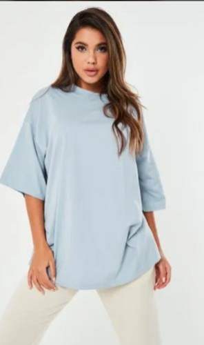 Women Oversized Round Neck Plain T Shirts  by zooks