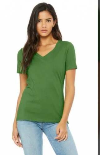 Women V Neck Fancy Plain T Shirts by zooks