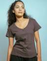 Women V Neck Fancy Plain T Shirts thumb 2