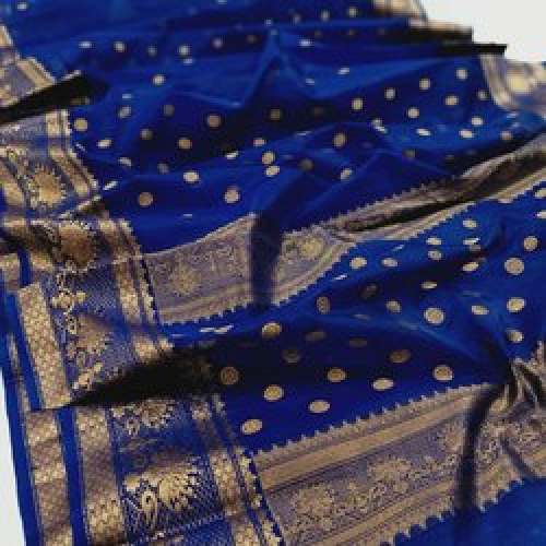 Wedding wear Blue Katan silk Saree