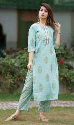 Cotton printed kurti with palazzo
