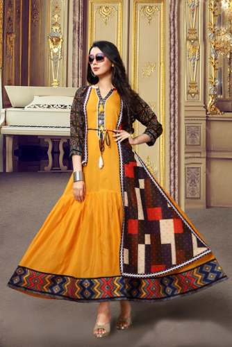 Prinvel Rajwadi Gown Chanderi cotton by Prinvel Enterprise