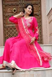 Designer Pink Anarkali Kurti with Dupatta 