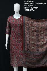 letest ajrakh print kurti with dupatta for summer