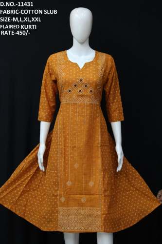 Letest cotton printed flaired kurti 