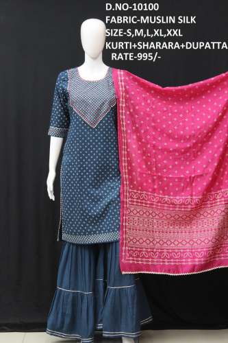 letest kurti with sharara and dupatta collection