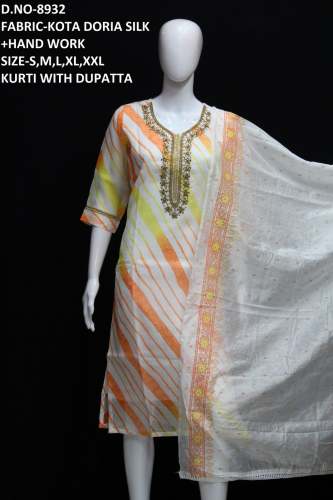 letest leriya print kurti with dupatta set