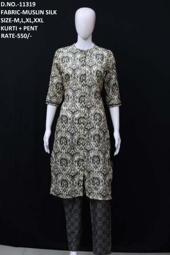 letest muslin silk kurti with pent