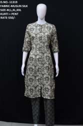 letest muslin silk kurti with pent