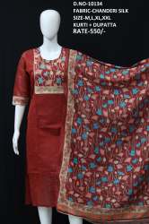 new chanderi cotton kurti with dupatta 