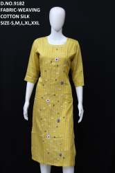new cotton silk hand work kurti 