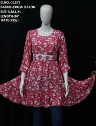 new crush rayon short kurti with belt