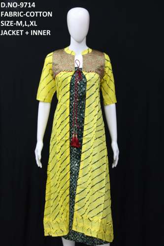new jacket style rayon kurti
