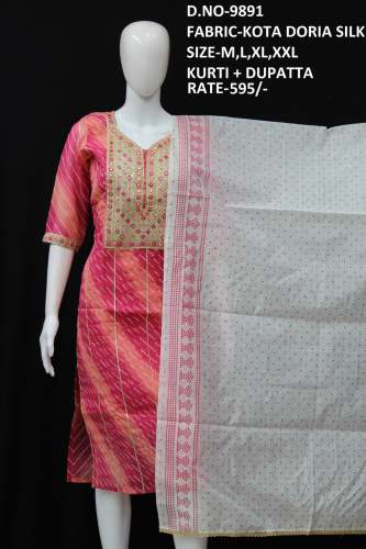 new laheriya print kurti with dupatta