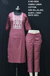 new linen cotton kurti with pent collection