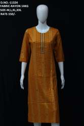 new rayon printed embroidery work kurti