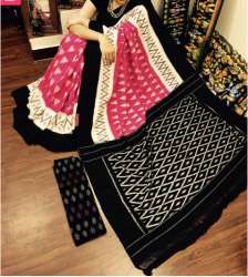 Fabcy Cotton Ikkat Handloom Saree