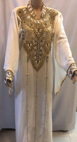 Designer white crystle kaftan