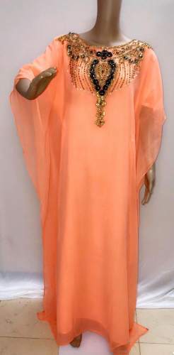 Orange color Farsha Kaftan by FOUZIYA FASHION