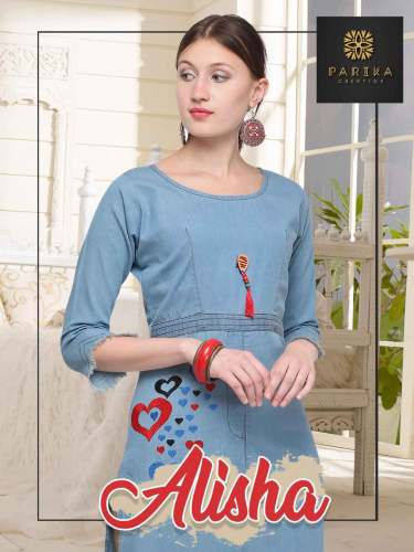 plain fancy denim kurti