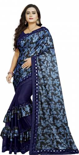 Janashree Designer Lycra  Blend Ruffle Saree by Janashree Fashion