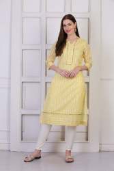 Chanderi Kurta Lemon Colour