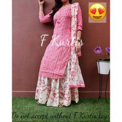 Designer Bandhani Kurti with skirts set 