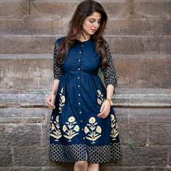 Rayon printed One piece Tunic Style Dress