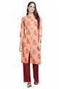 Flower Printed Peach Kurti set