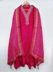 Muslin Jardoshi Handwork Unstitched Suit