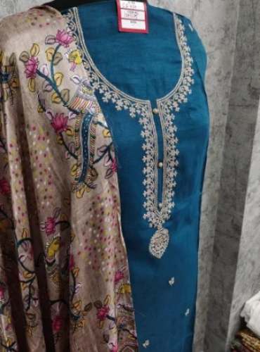 Upaada Silk Blue Unstitch Suits By Yadgar Enterprise by Yadgar Enterprise