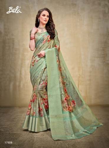 Trendy Printed Floral Saree