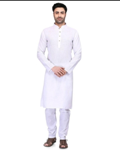 White Linen Kurta Set