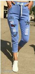 Denim Printed Women's Jeans For Girls