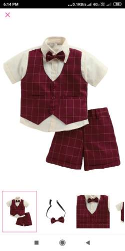 Maroon Kids boy suit by Noor Garments