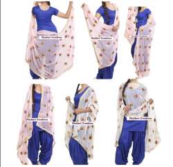 Fancy White phulkari Duppata