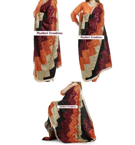 Maroon Bagh Jaal phulkari duppata