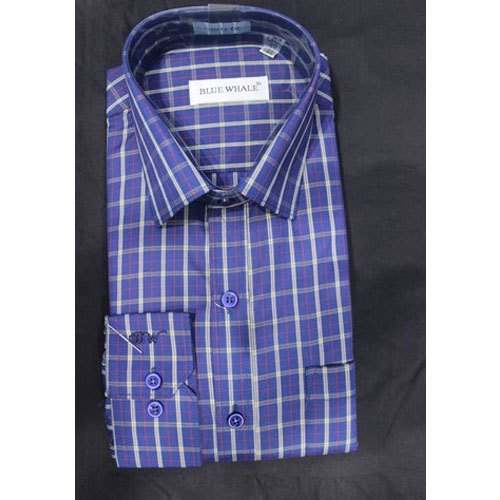 Collar Neck Cotton Mens Casual Check Shirt by Blue Whale Clothing Company