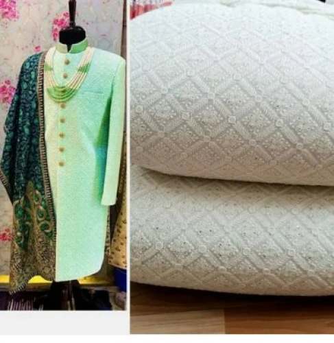Georgette Embroidery Sherwani Fabric