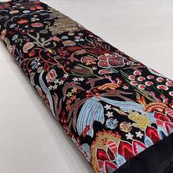 Navy blue and Black Embroidered Fabric 