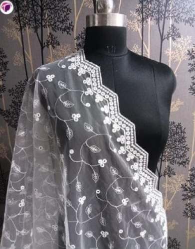 Net Dupatta With Embroidery