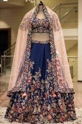 Blue Embroidered Attractive PartyWear LehengaLC201