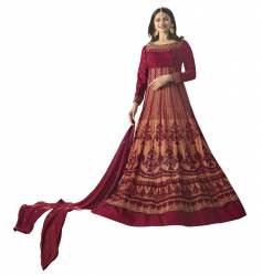 Designer Maroon Embroidered Wedding wear Suit