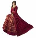 Designer Maroon Embroidered Wedding wear Suit thumb 2