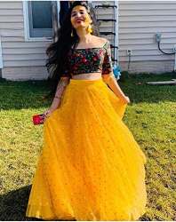 Designer Yellow Net lehenga Choli