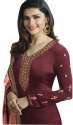 Fancy maroon Semi stitched Churidar Suit thumb 2