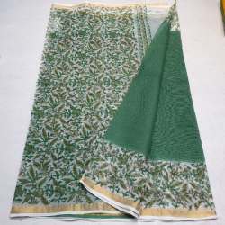 Green Block Printed saree