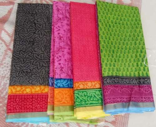 Multi Color Block printed Saree