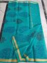 Sea Green Black Printed saree