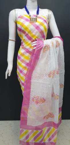 Unstitched Cotton Dress material by Ansari Block Printed Saree and Suit